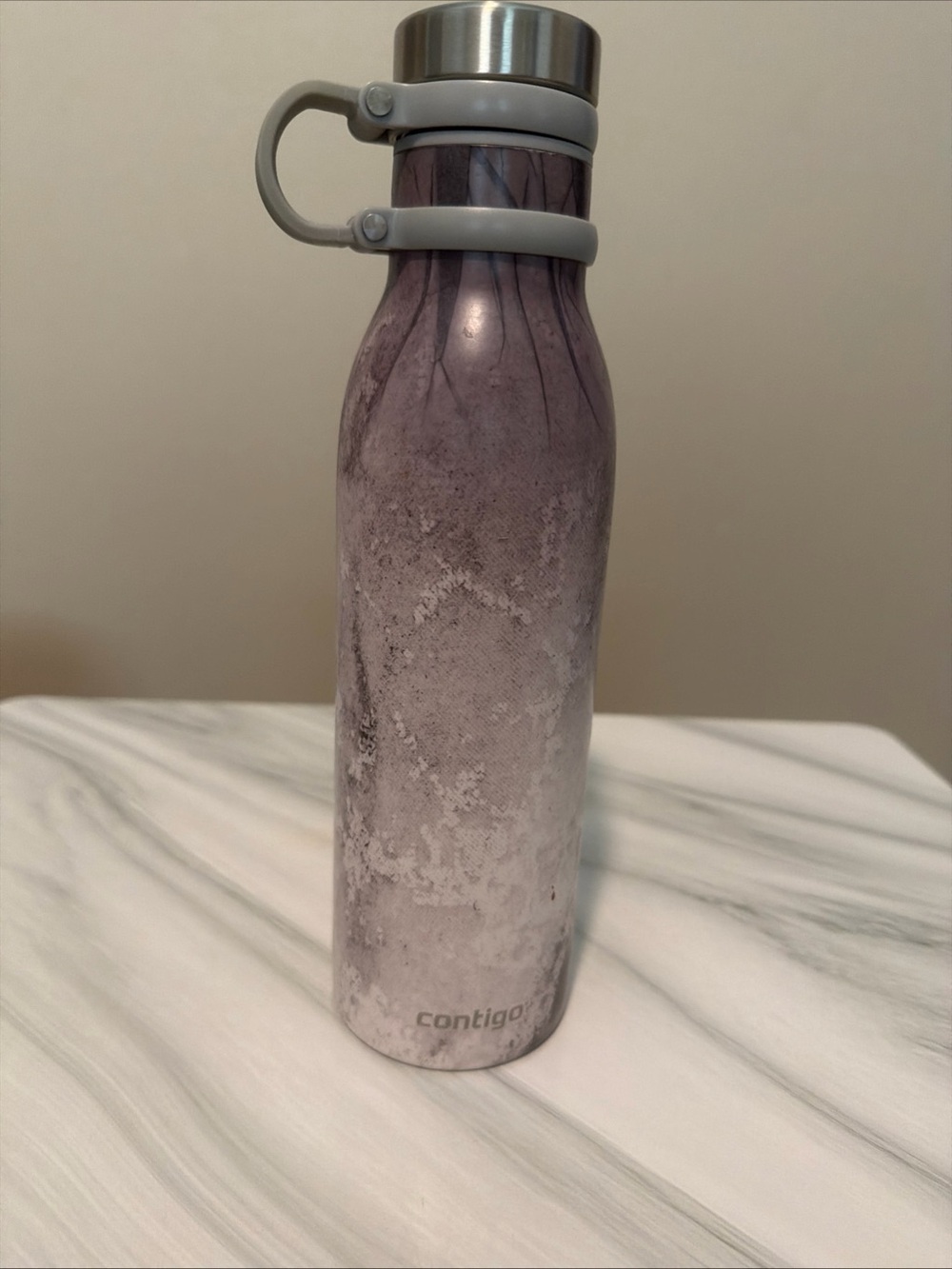 Contigo Lavender Marble Stainless Steel Bottle with Gray Handle